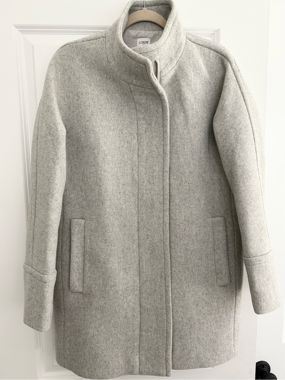 J. Crew Light Heather Grey Wool Stand Collar City Coat - Fall / Winter